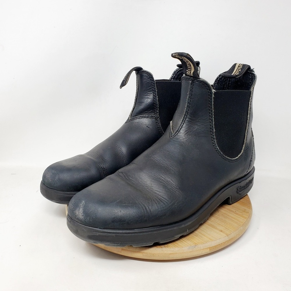 Blundstone Chelsea Boots Mens 8 Black Leather Casual Shoes Distressed - Picture 2 of 14